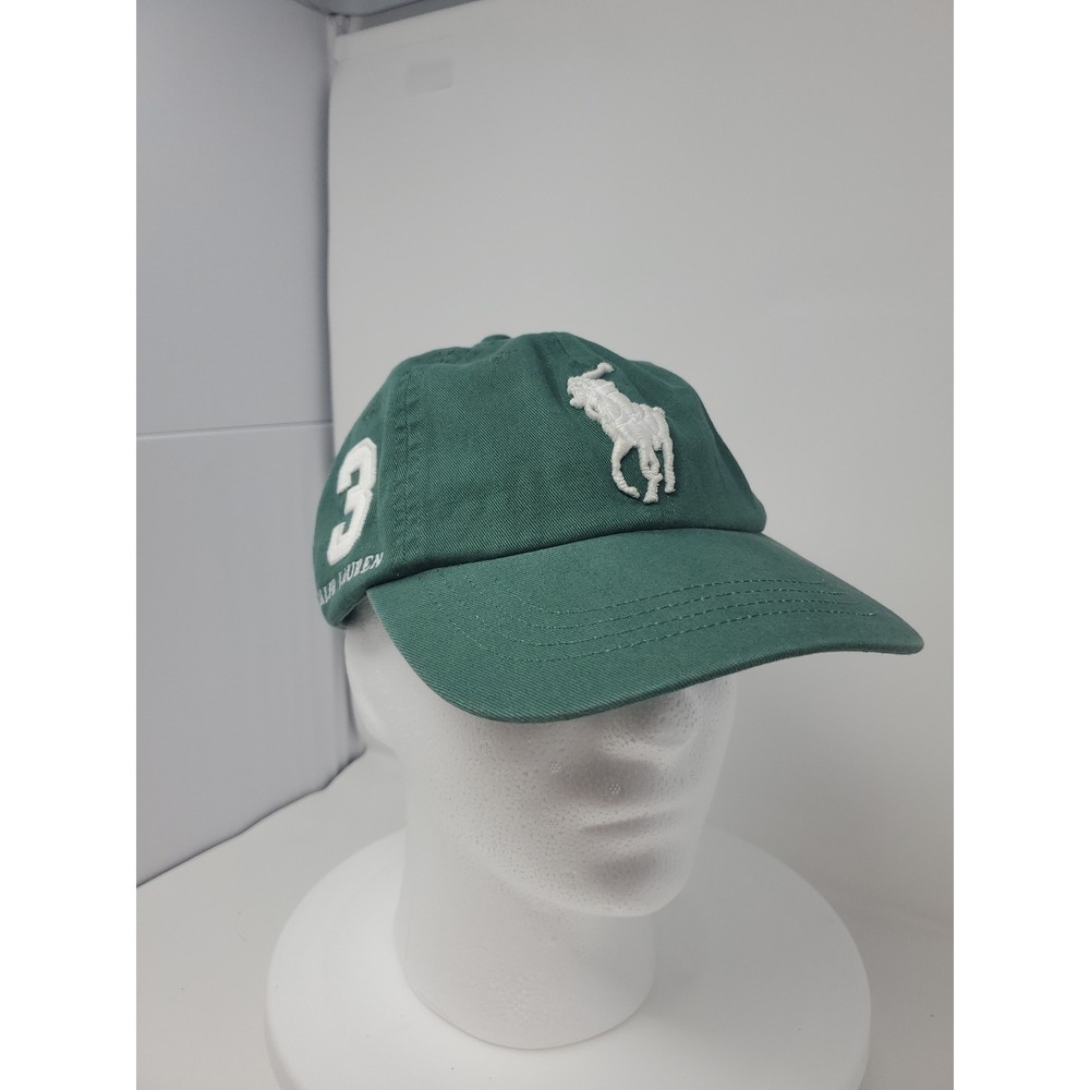Polo Ralph Lauren Hat Mens OS Big Pony Green Leather Strap Baseball Cap